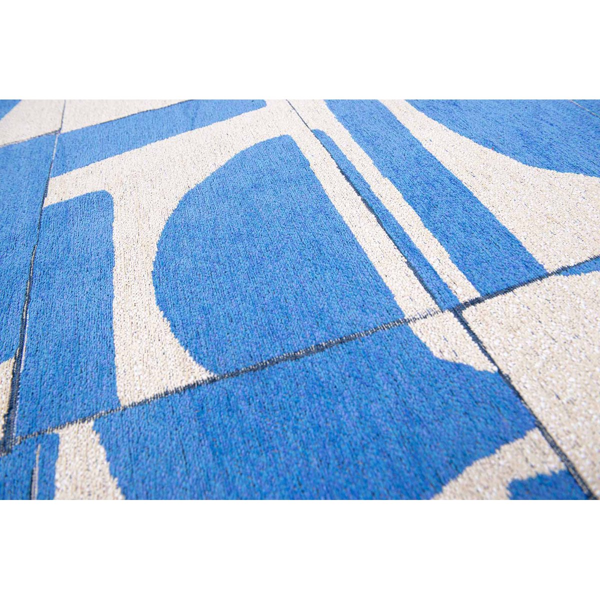 Tapis de salon et chambre tissé plat SCRATCH bleu, NOVATREND
