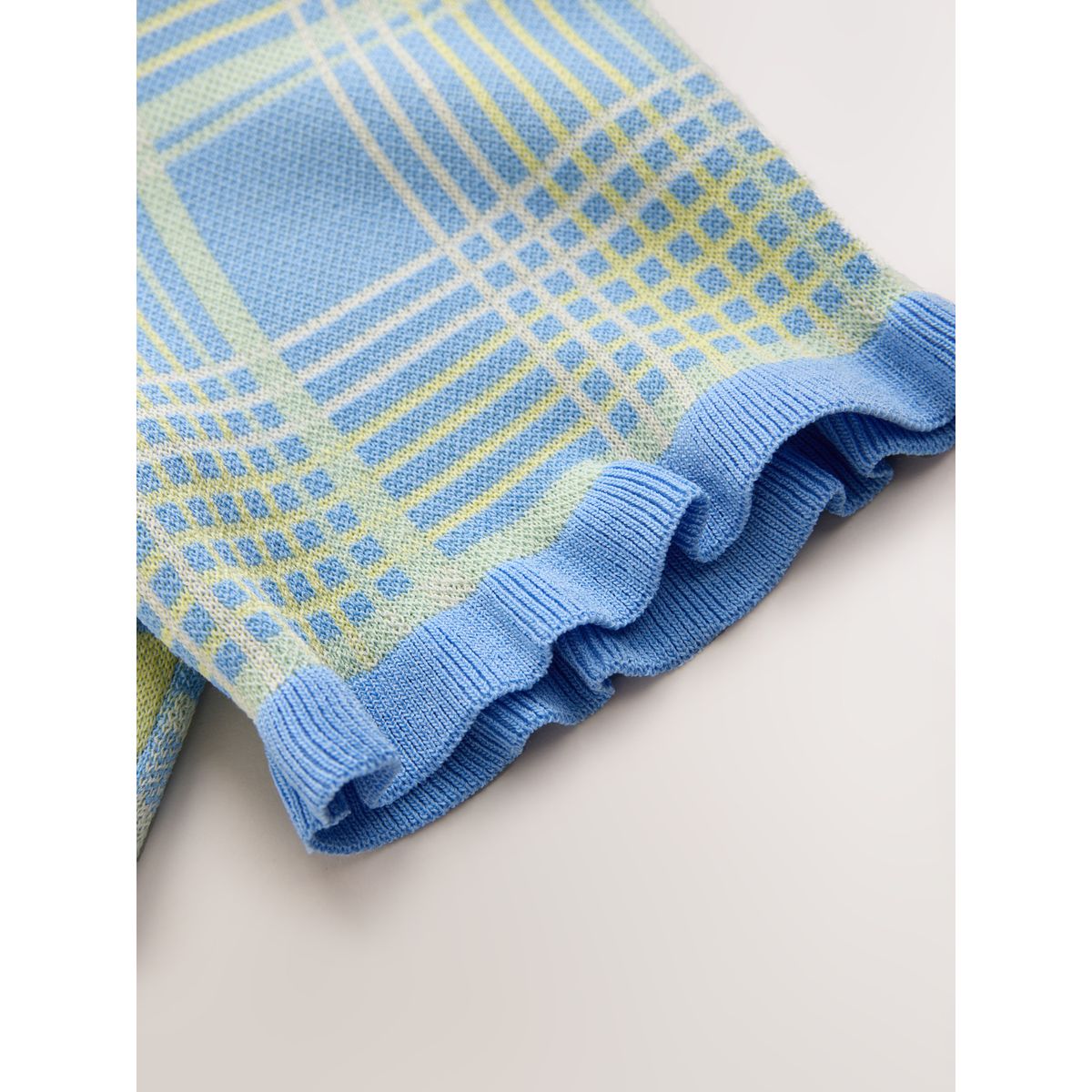 Haut vichy à volants et manches courtes bleu/jaune, NEXT