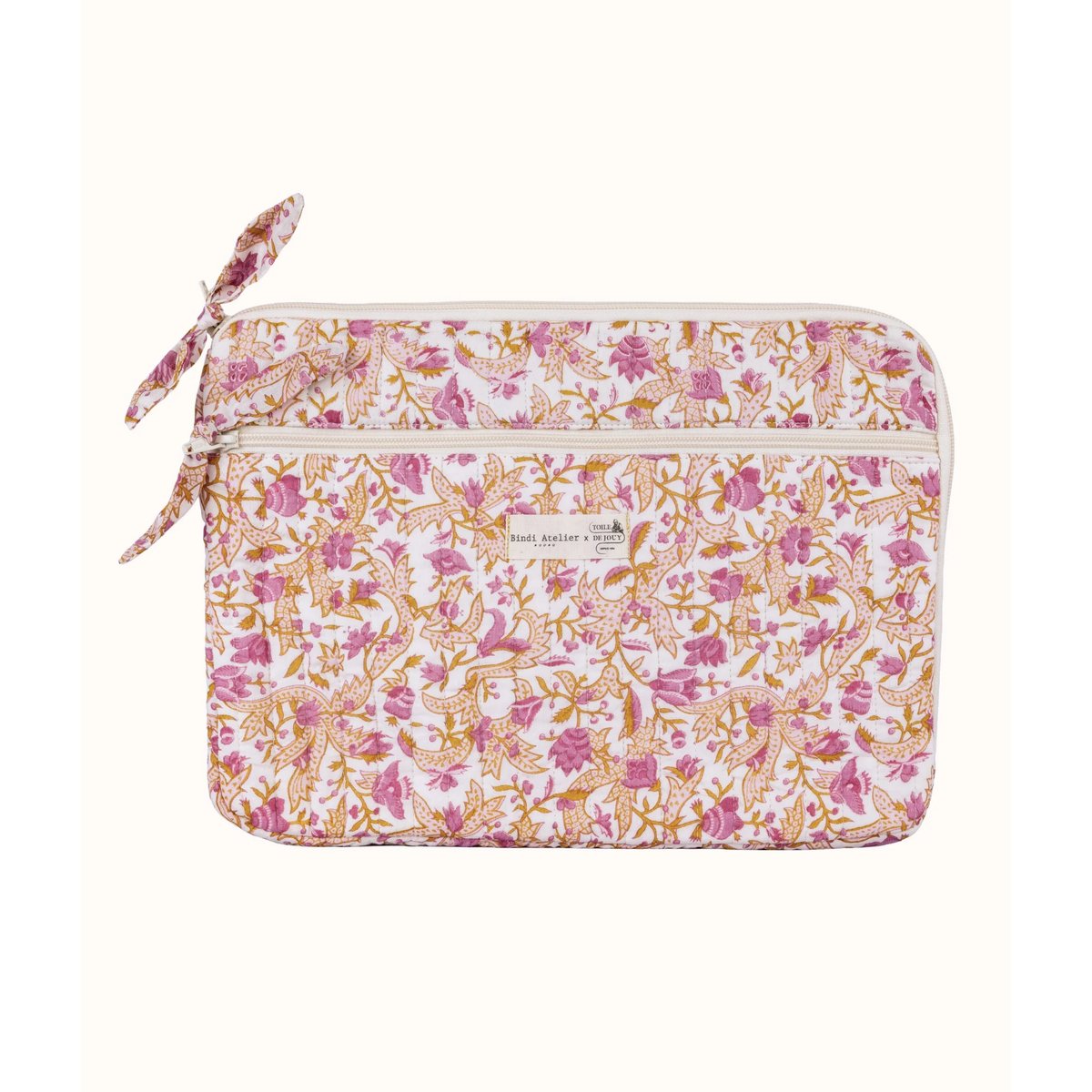 Pochette d'ordinateur Toile de Jouy depuis 1760 - Forest rose blush, BINDI ATELIER