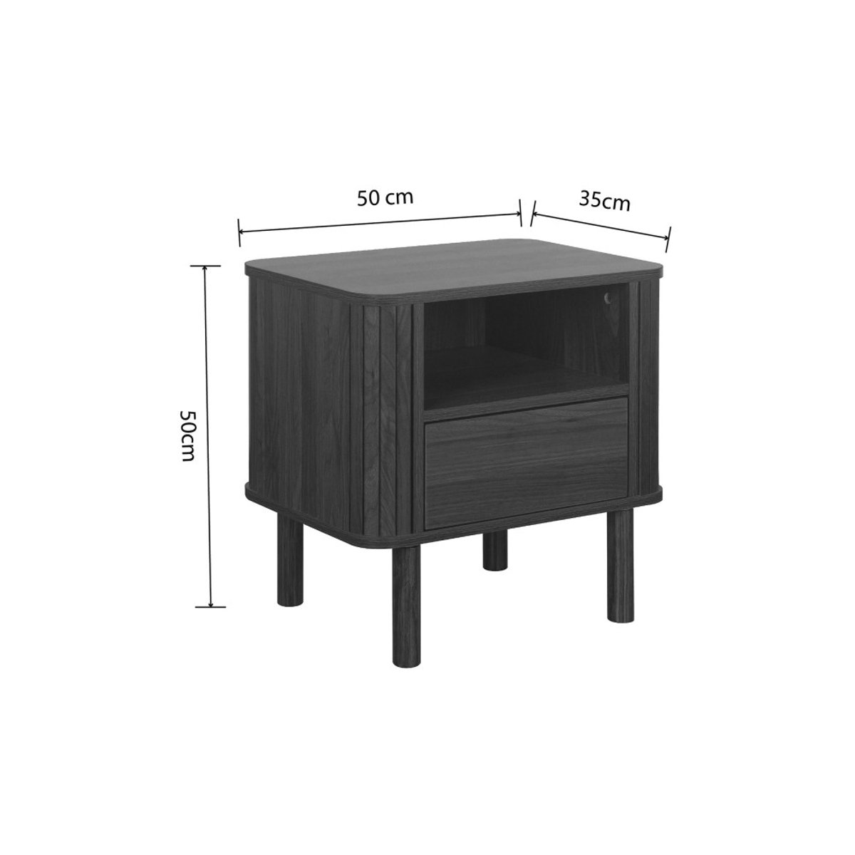 Table de chevet 1 tiroir en bois- MAYA bois foncé, DRAWER