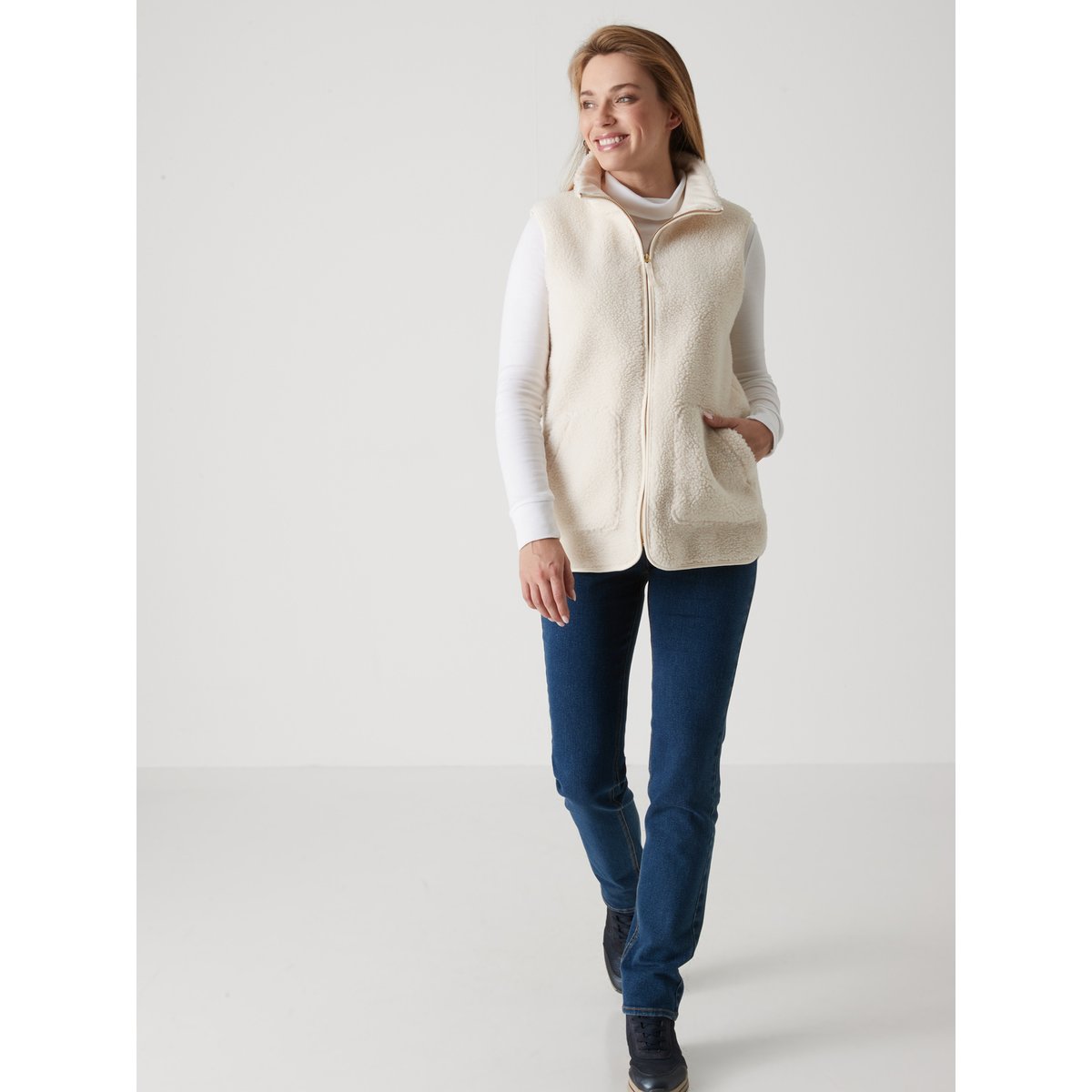 Blouson sans manches moutonnée détente ecru, DAXON