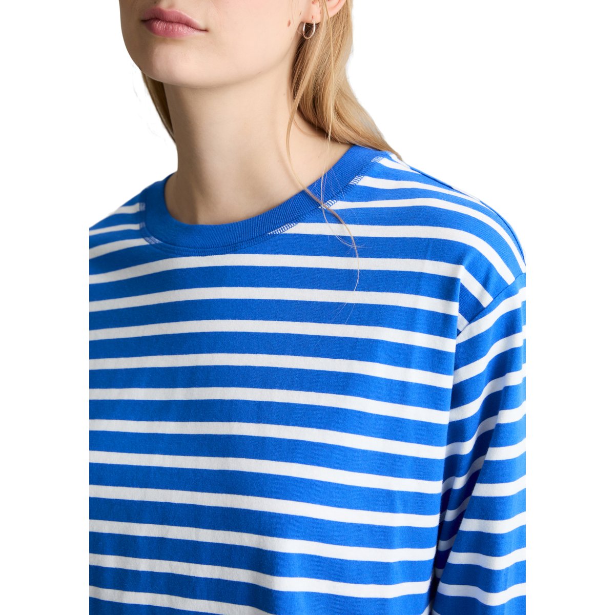 T-shirt long régulier en Heavy Slub Jersey bleu moyen, MARC O’POLO DENIM