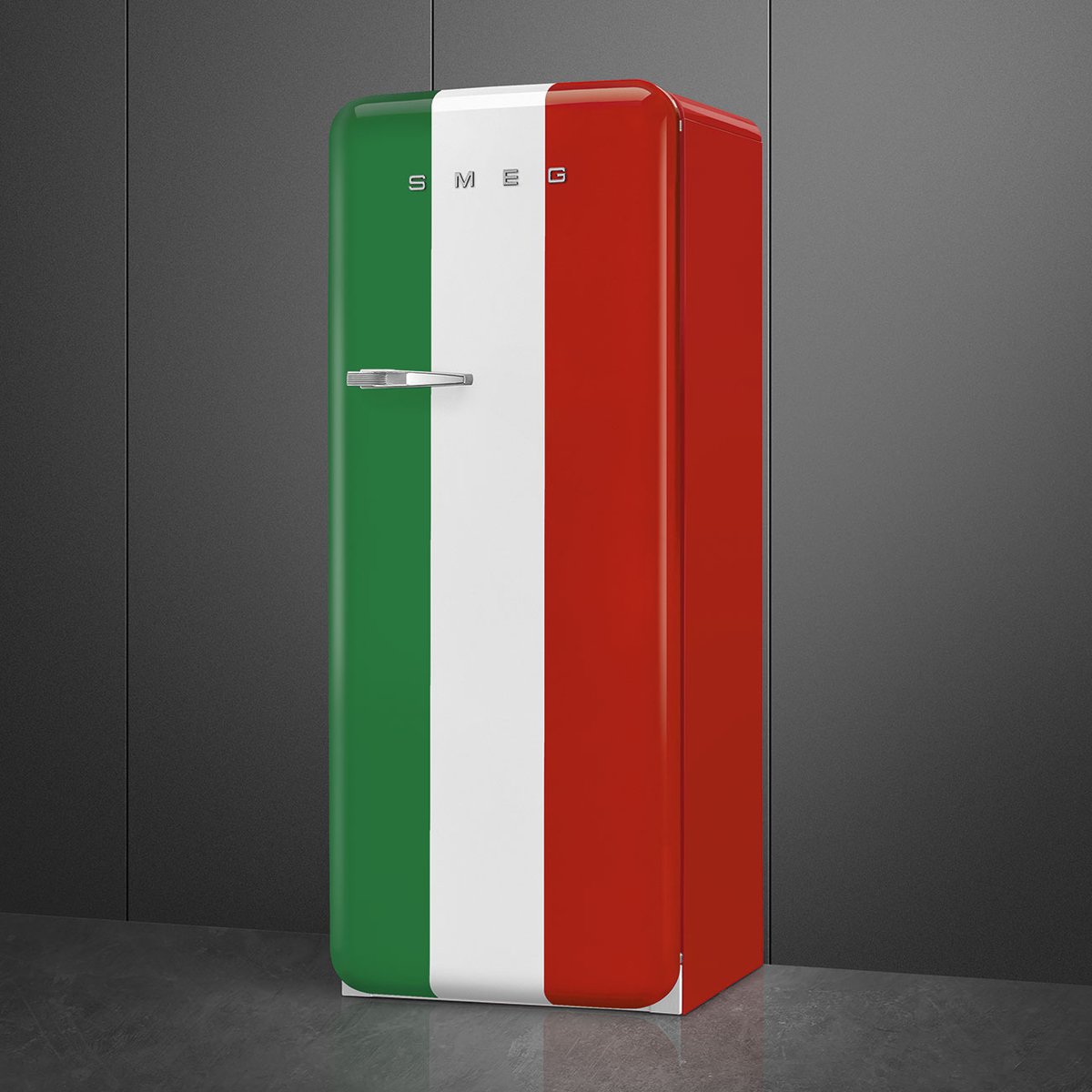Réfrigérateur 1 porte poignée à gauche FAB28 drapeau italien brillant, SMEG
