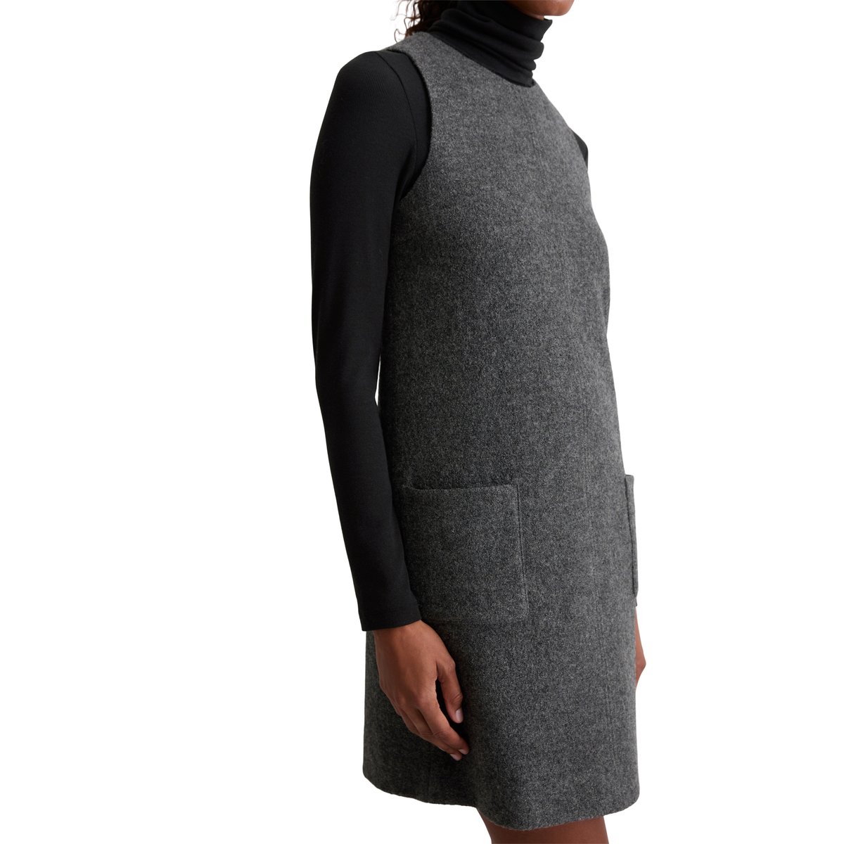 Mini-robe droite en laine bouillie gris foncé, MARC O'POLO