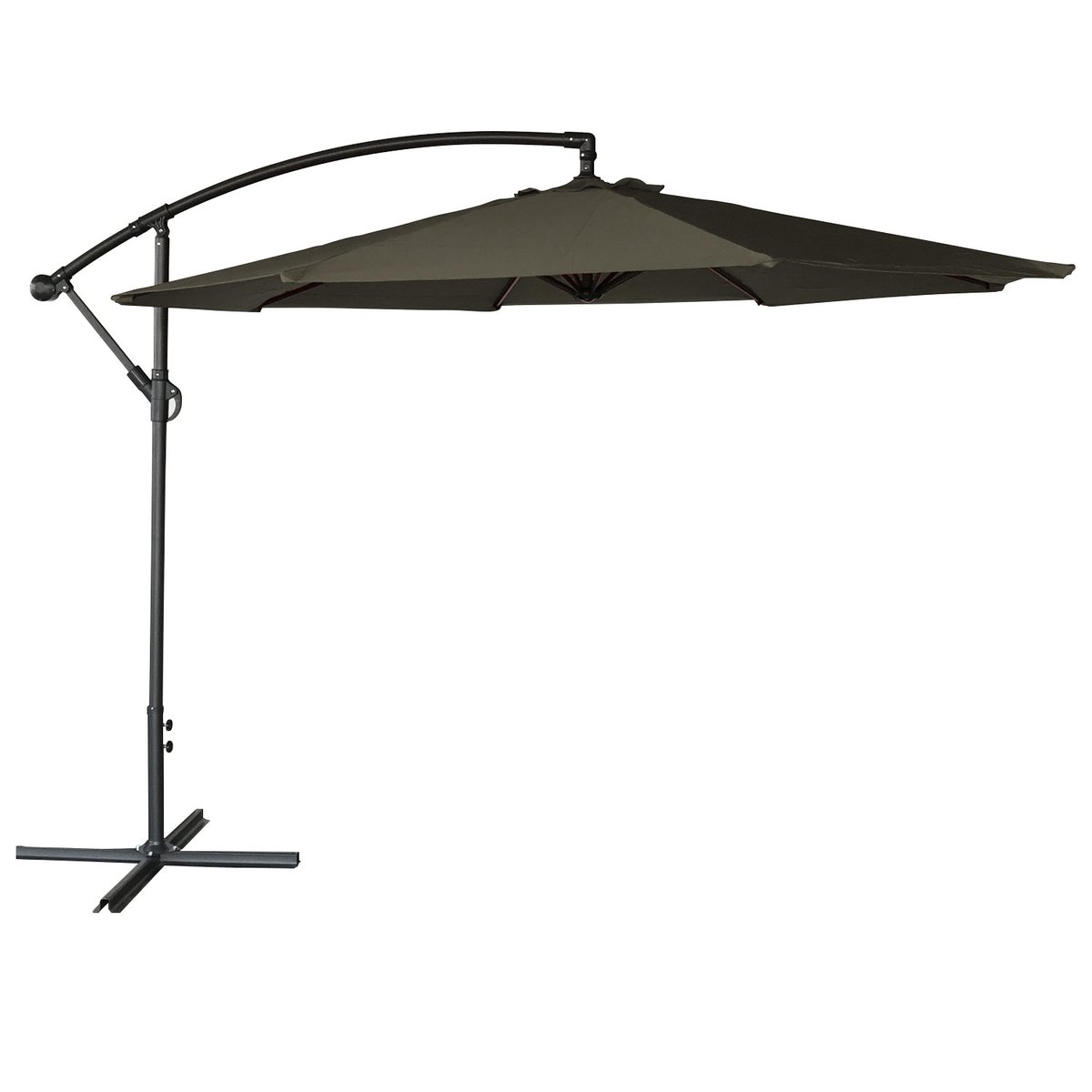 Parasol déporté, rond, Ø3m, OAHU gris, gris anthracite, HAPPY GARDEN