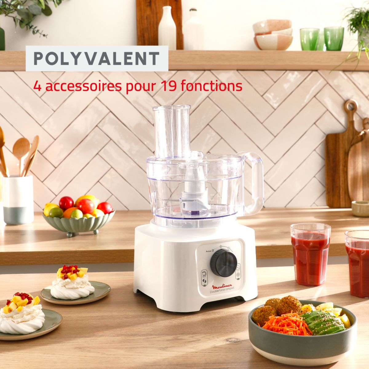 Robot multifonction FP542111 Double force compact blanc blanc, MOULINEX