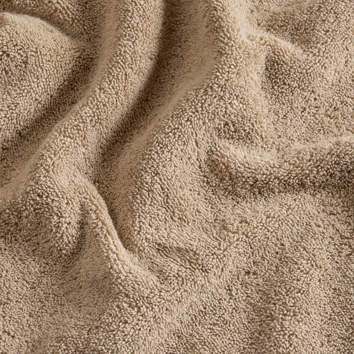 Serviette De Toilette en Éponge unie et point feston triangulaire NERYDA beige lin, MADURA