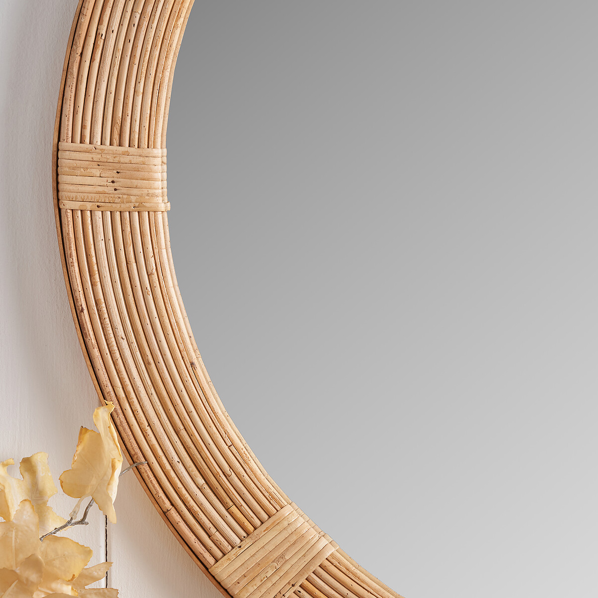 80cm Round Natural Bent Bamboo Frame Wall Mirror natural, ÉDITÉ
