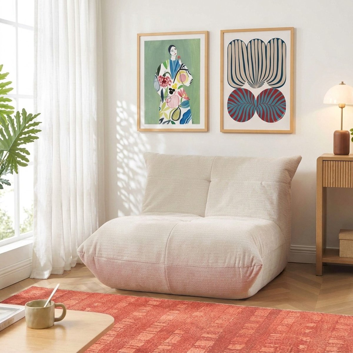 Fauteuil compressé en mousse et tissu  KAIDO beige, BAÏTA