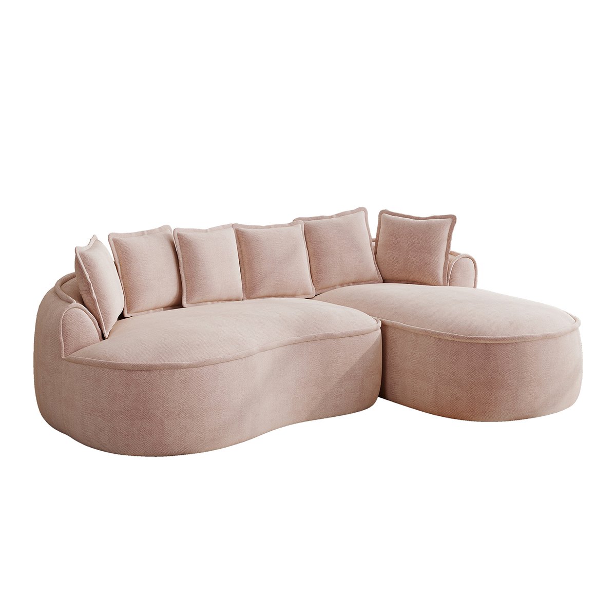 Canapé d’angle avec méridienne droite, PASSEORC rose, MEUBLES COSY