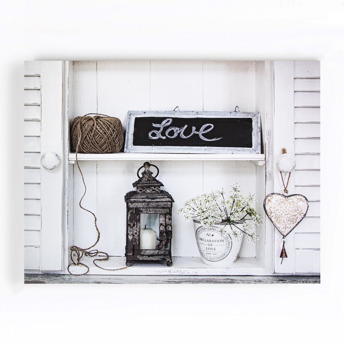 Toile Imprimée Étagère Scandi LOVE blanc, gris, ART FOR THE HOME