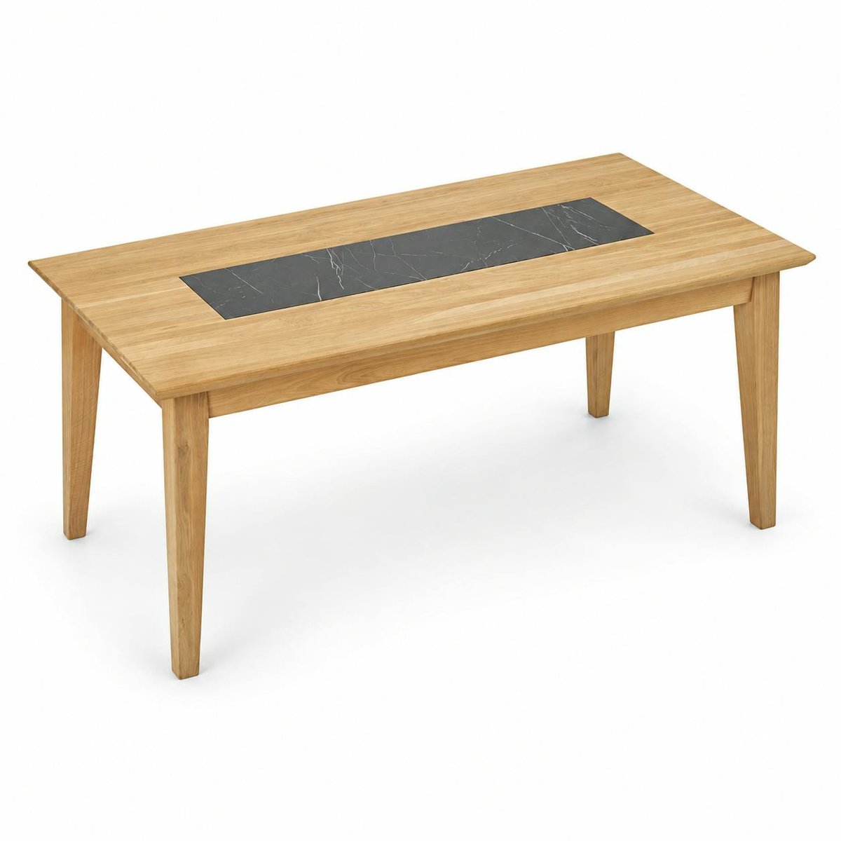 Table de repas extensible chêne blanc décor graphique ESSEN chêne blanc, PIER IMPORT