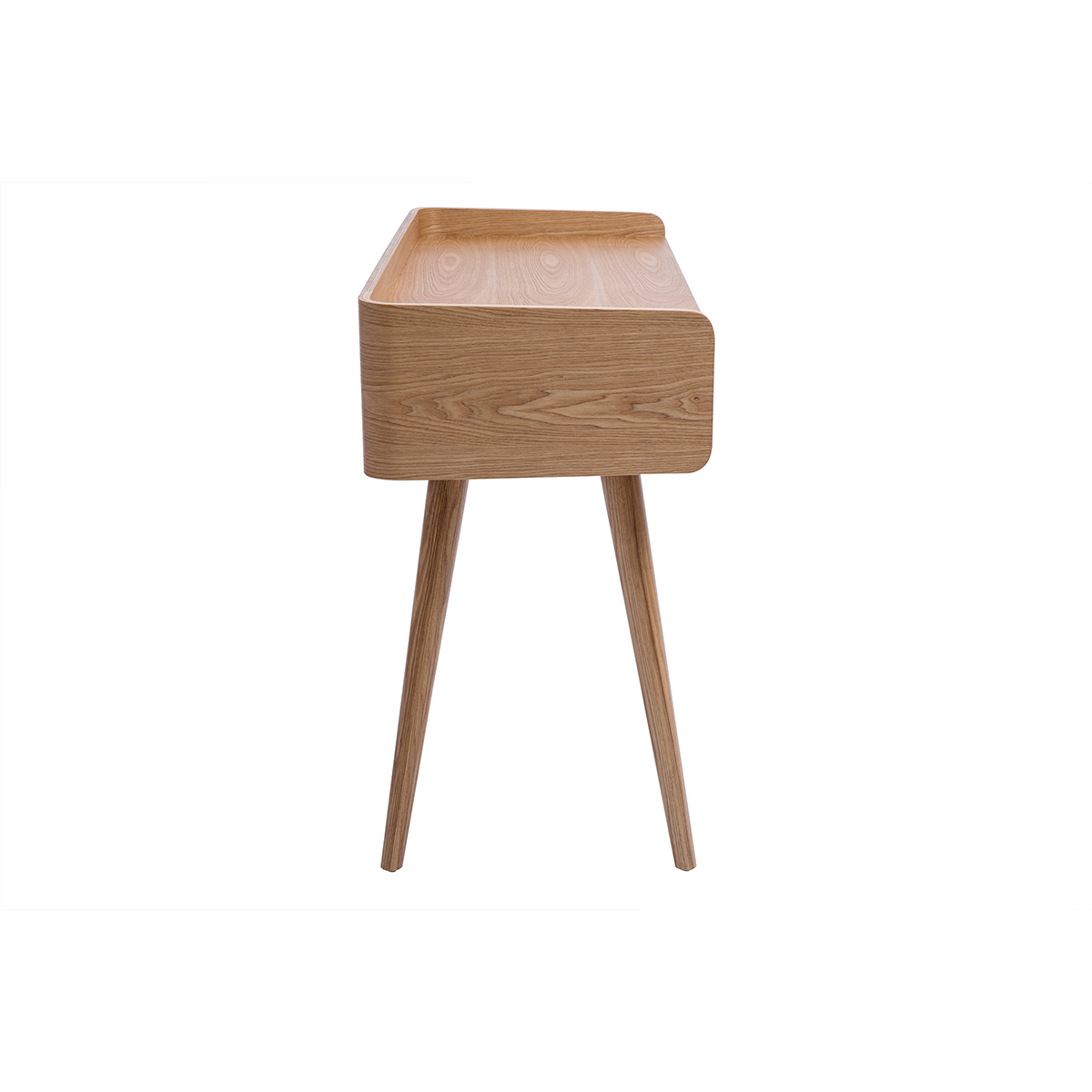 Bureau design avec rangements 2 tiroirs bois clair et cannage rotin L105 cm ELSY chêne clair, MILIBOO