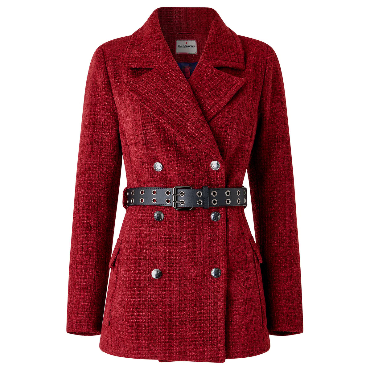 Manteau en Tweed Ceinturé Mabel rouge, JOE BROWNS