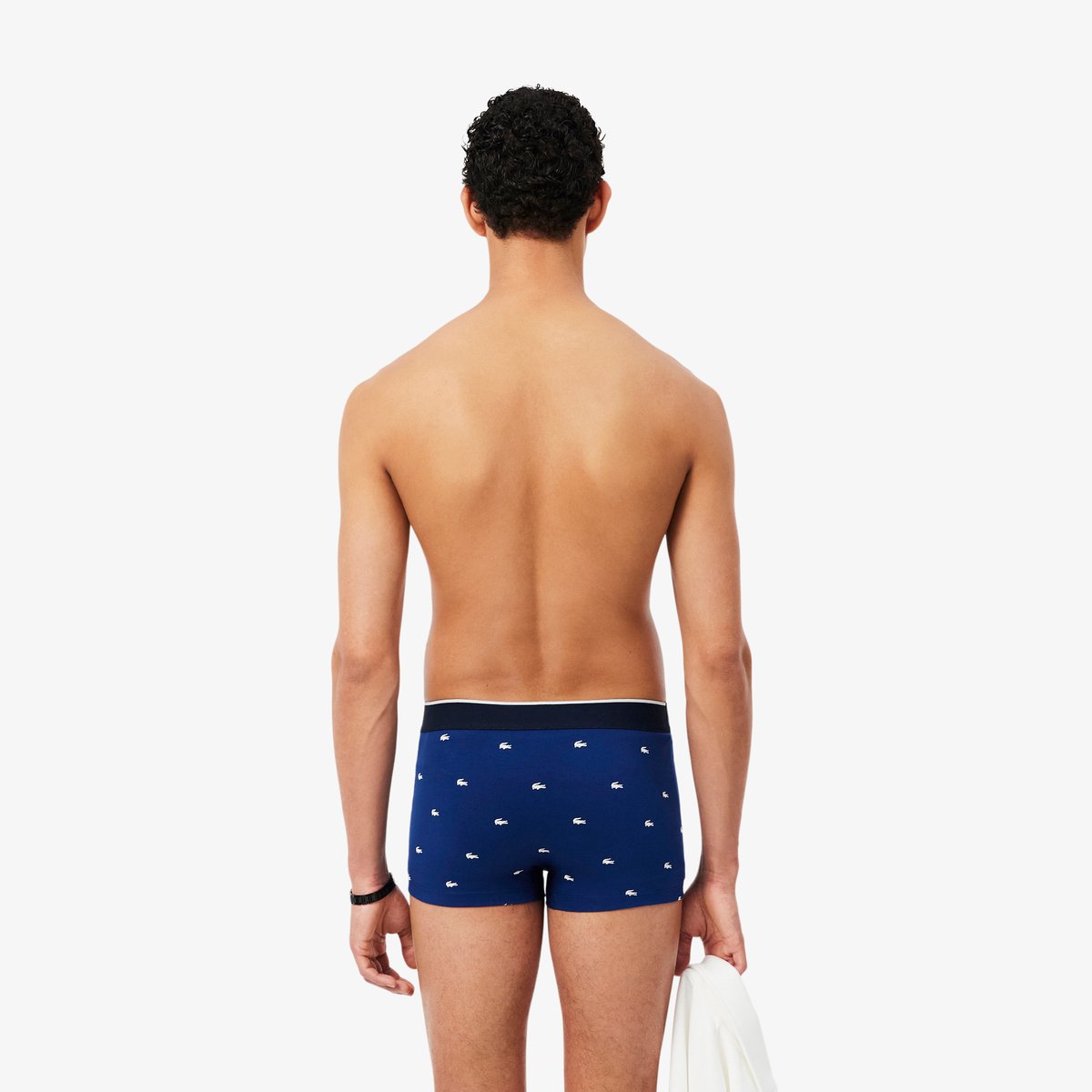 Lot de 3 boxers courts stretch imprimé bleu-w3t, LACOSTE