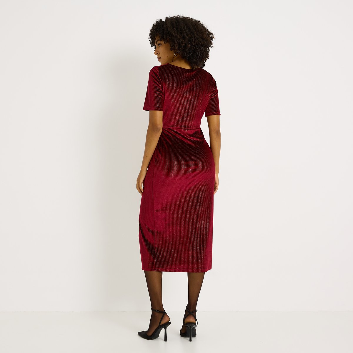 Robe longue en maille fluide orange bordeaux, GRAIN DE MALICE