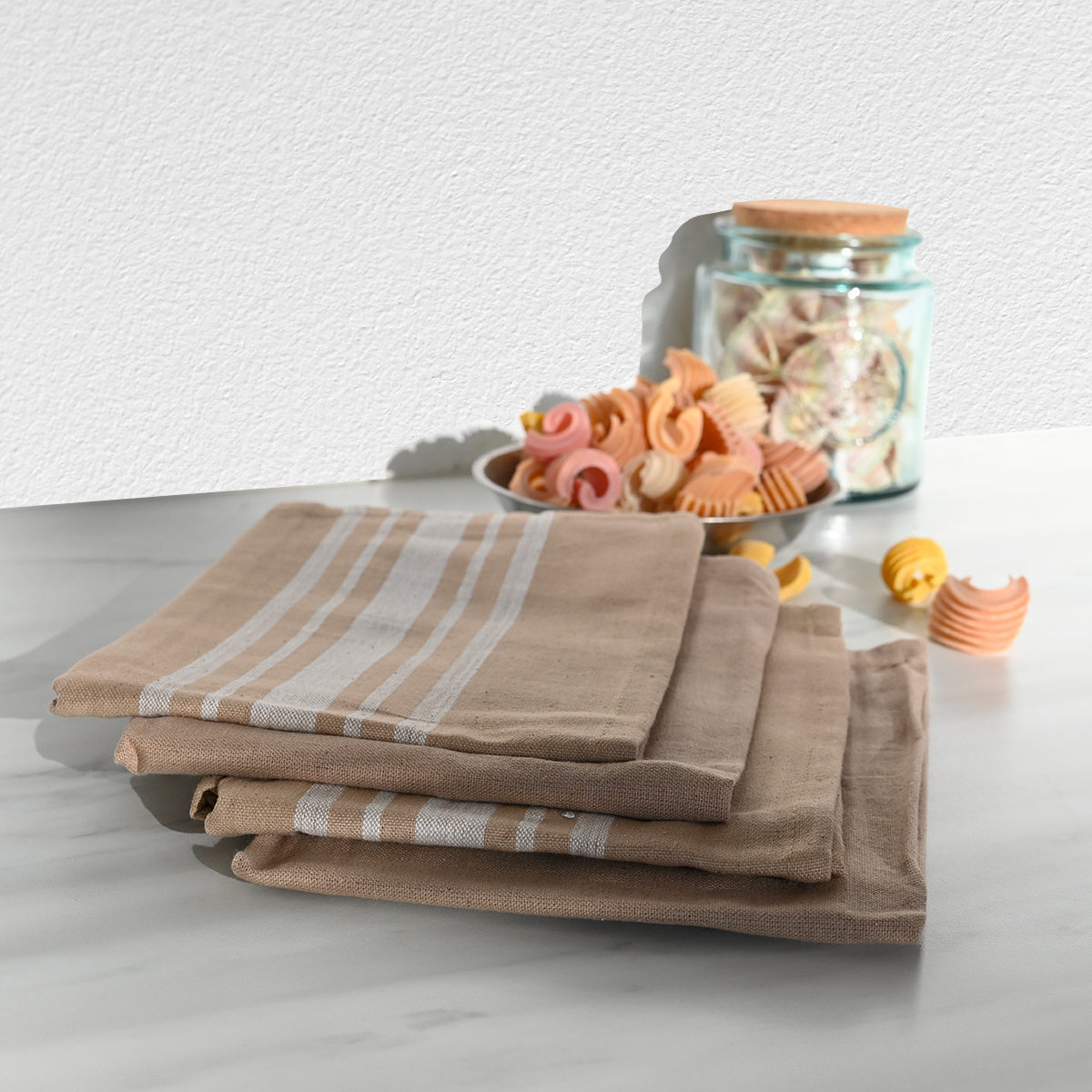 Lot de 4 torchons coton PURELIFE blanc, SENSEI MAISON