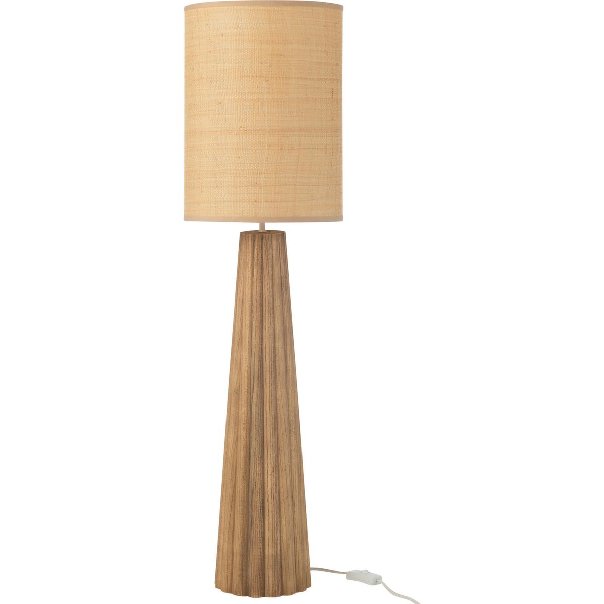Lampe de salon en bois forme rectangulaire bois naturel et beige clair, RECOLLECTION