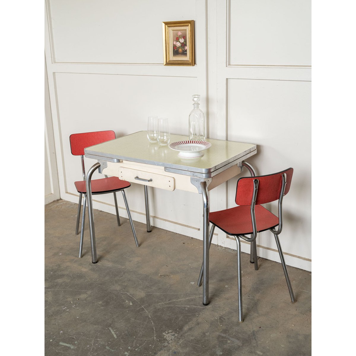 Table à manger en formica Karla N°1280 - Bon état beige, DEBONGOUT