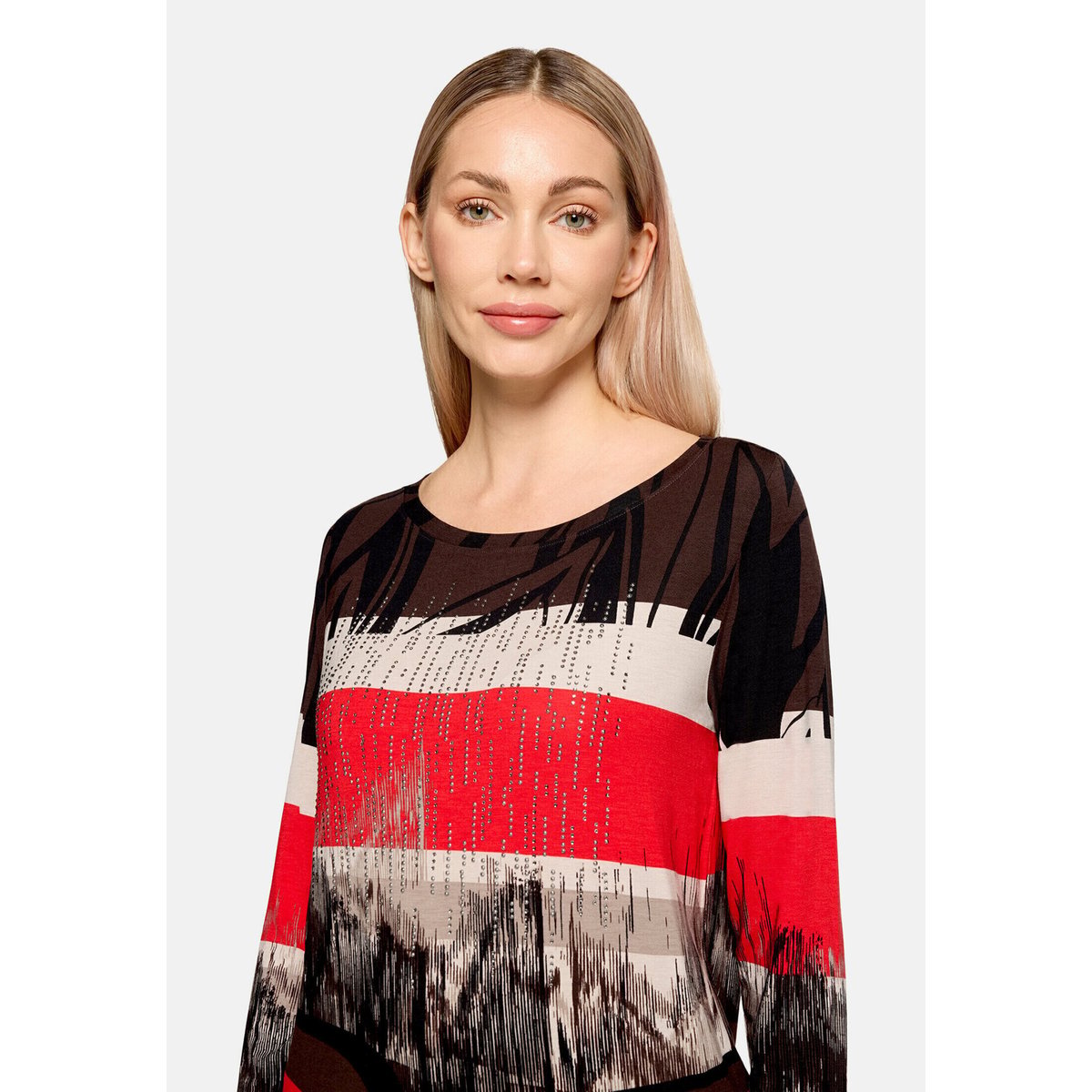 Haut casual à élastique rouge/noir, BETTY BARCLAY