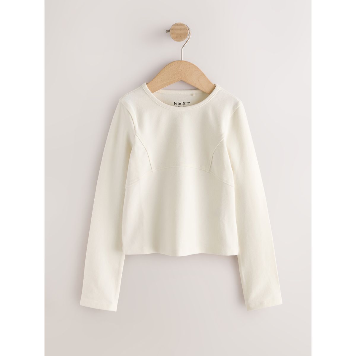 Haut à manches longues et coutures, lot de 2 gris/crème, NEXT