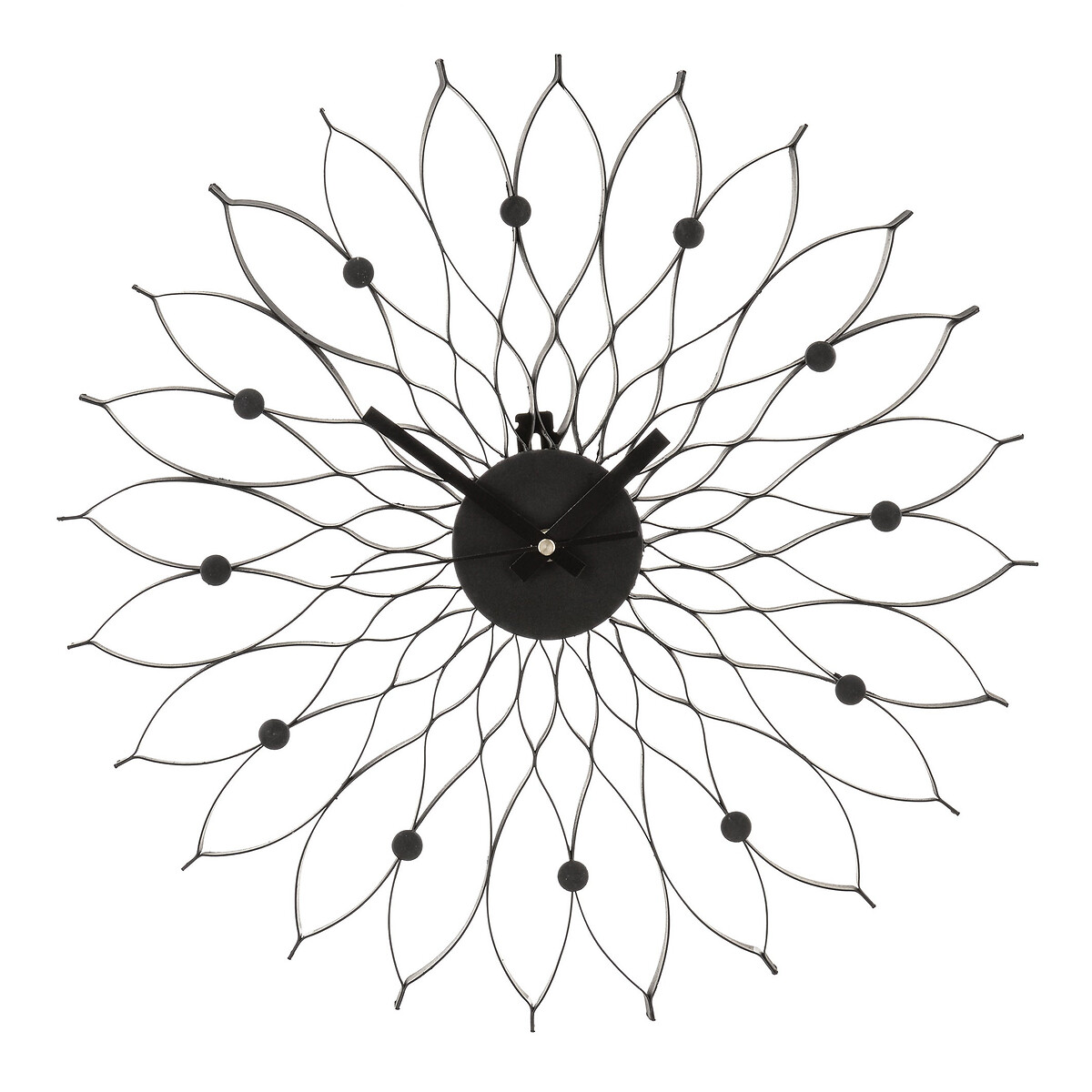 40cm Black Metal Flower Wall Clock black, SO'HOME