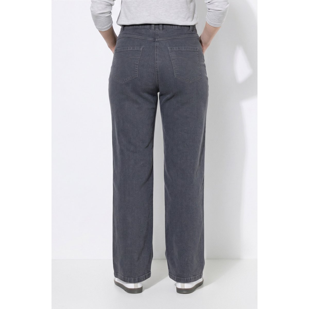 Jeans Mary jambe large jean gris, ULLA POPKEN