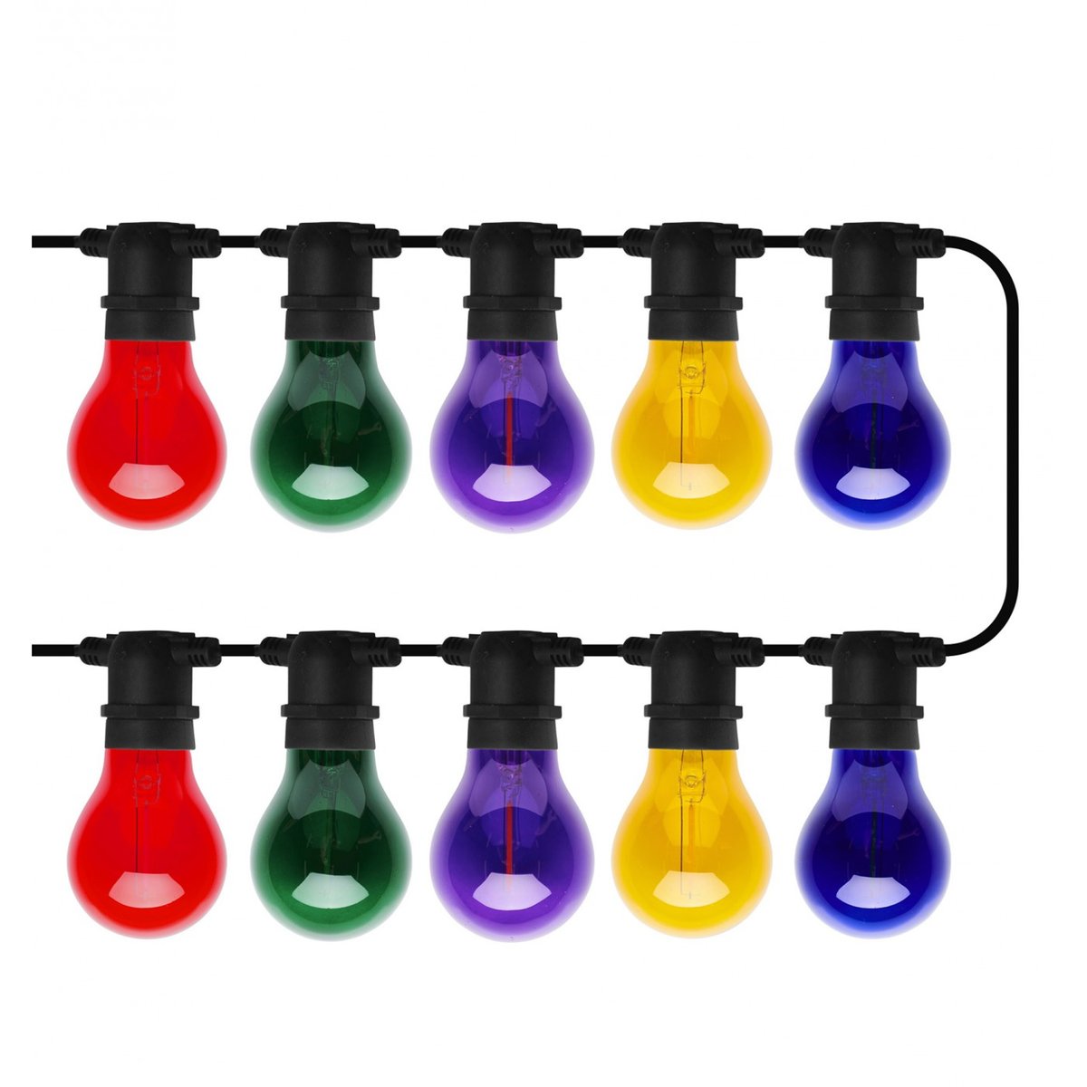 Guirlande d'Exterieur LED Multicolore Tobias 400cm noire, ampoules multicolores, SIRIUS