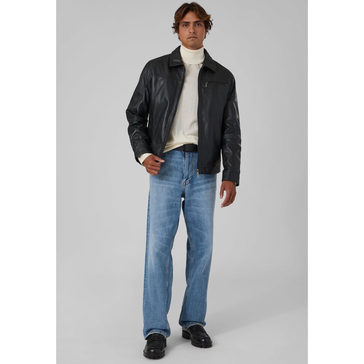 Veste D'aviateur En Cuir noir, GUESS