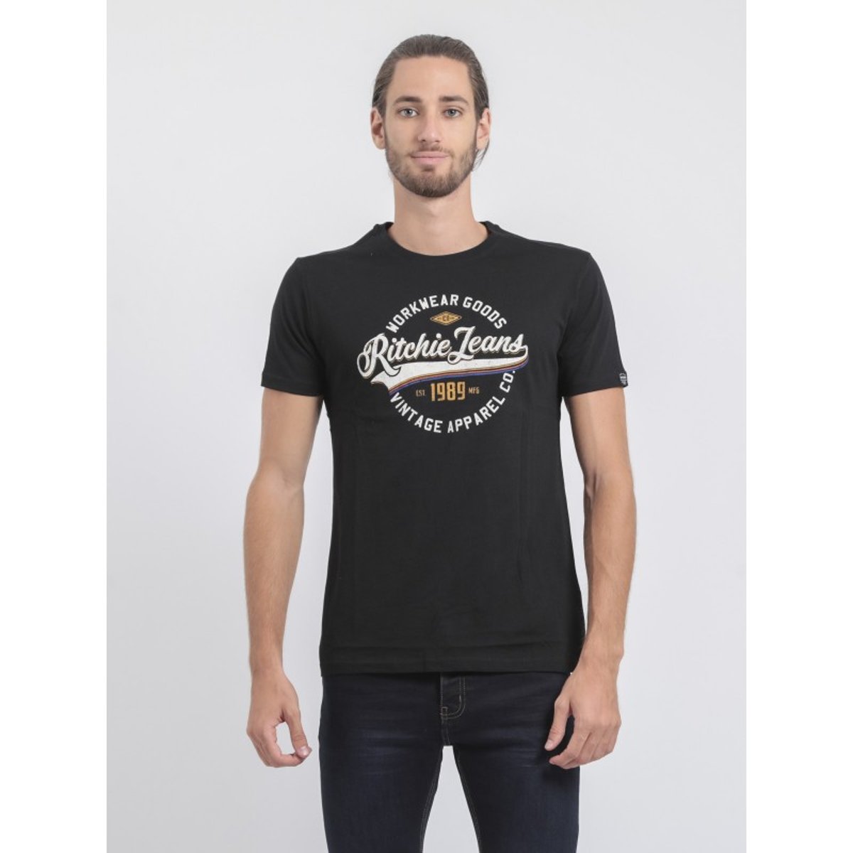 T-shirt Col Rond Pur Coton Jonak noir, RITCHIE