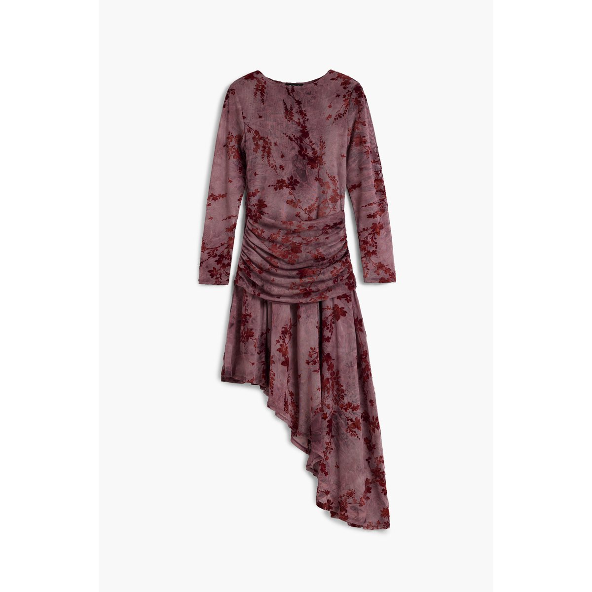 Robe floquée asymétrique rouge, DESIGUAL