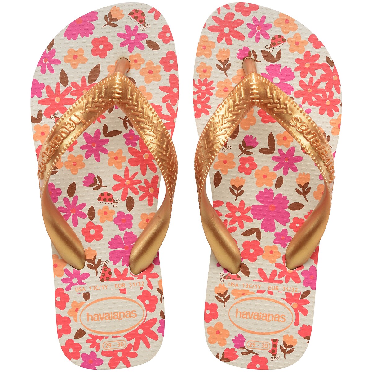 Teenslippers HAV KIDS FLORES beige/goudkleur, HAVAIANAS