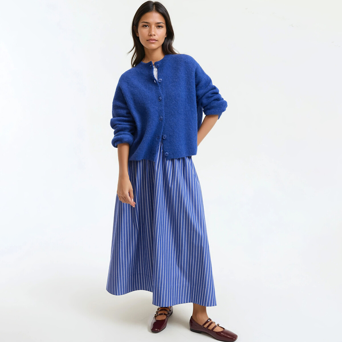 Cardigan en alpaga mélangé, Signature LYSANDRE bleu électrique, LA REDOUTE COLLECTIONS