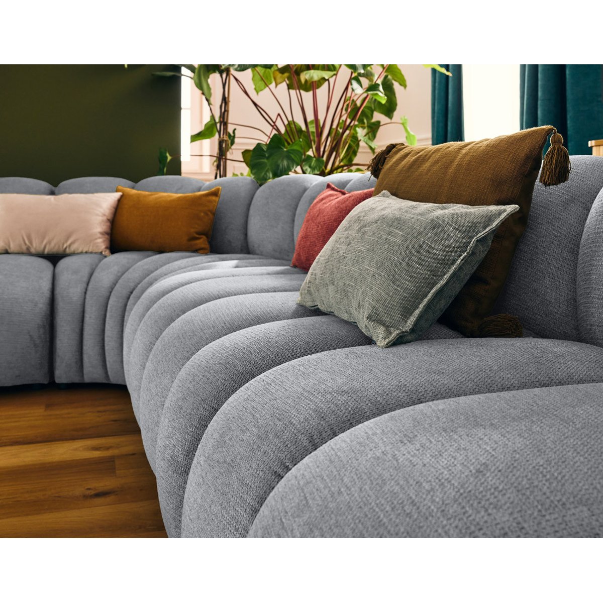 Canapé d'Angle droit 5 places - DEBBIE gris, BEST MOBILIER