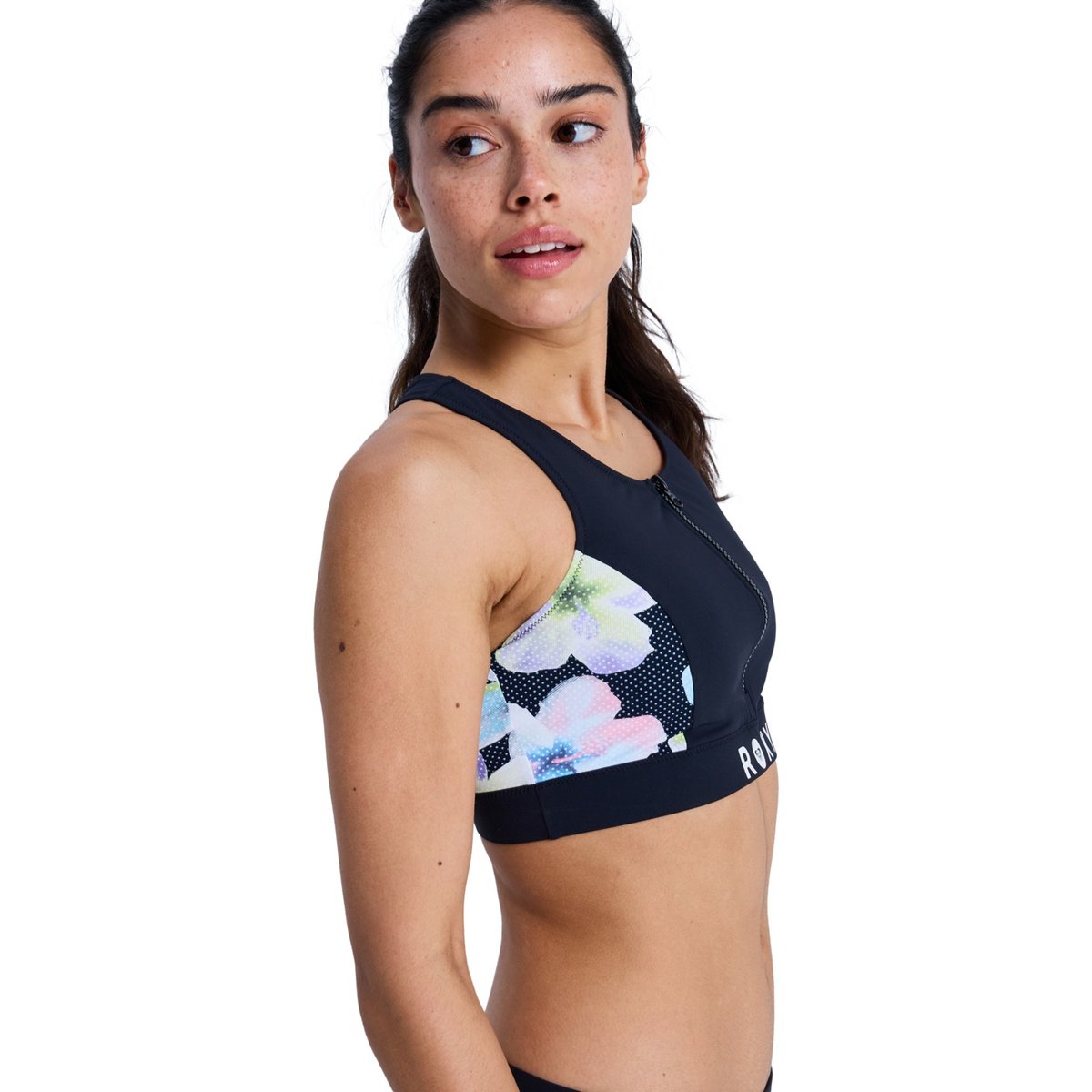 Haut de maillot de bain bikini crop-top. noir anthracite im fleur real, ROXY