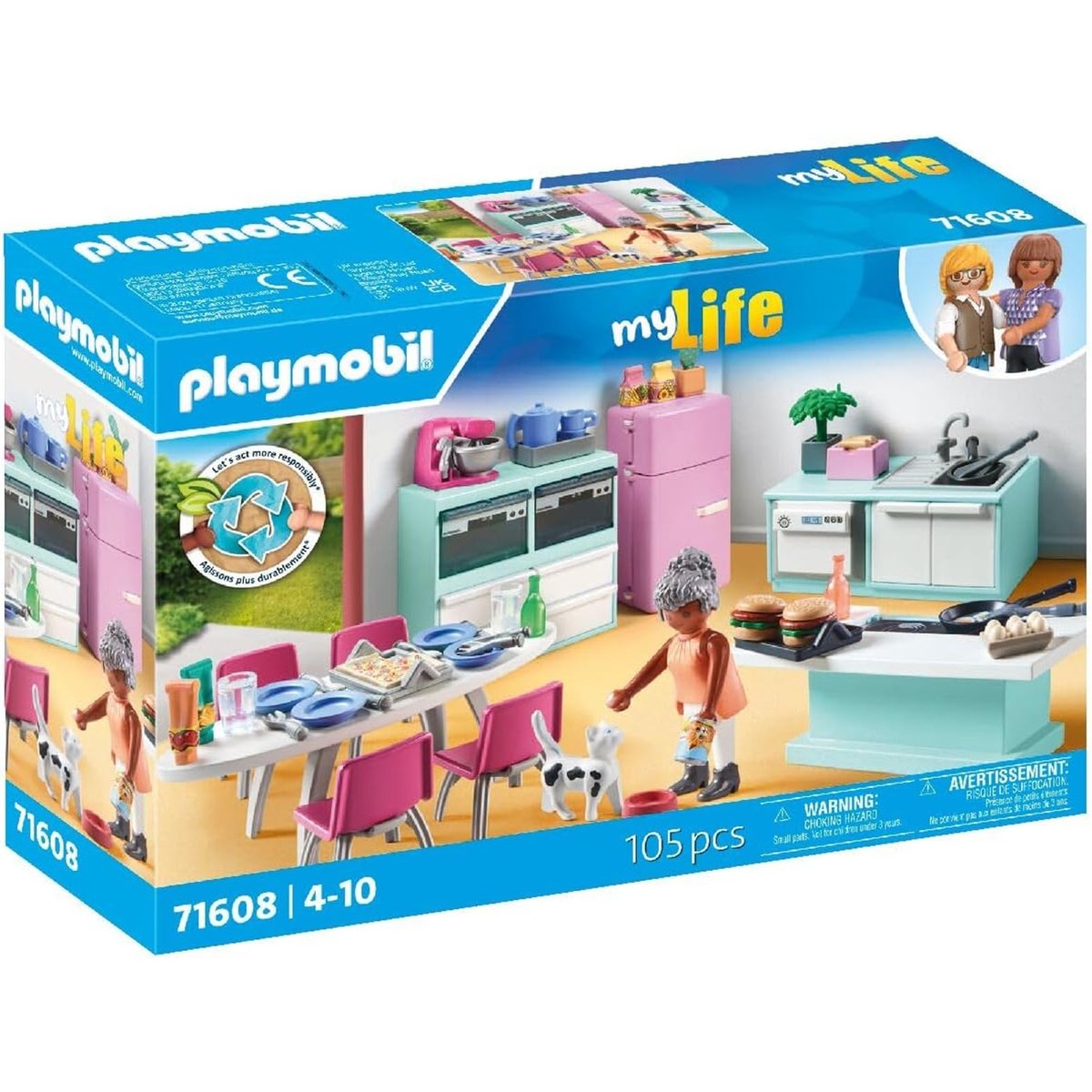 Cuisine avec ilôt central multicolore, PLAYMOBIL