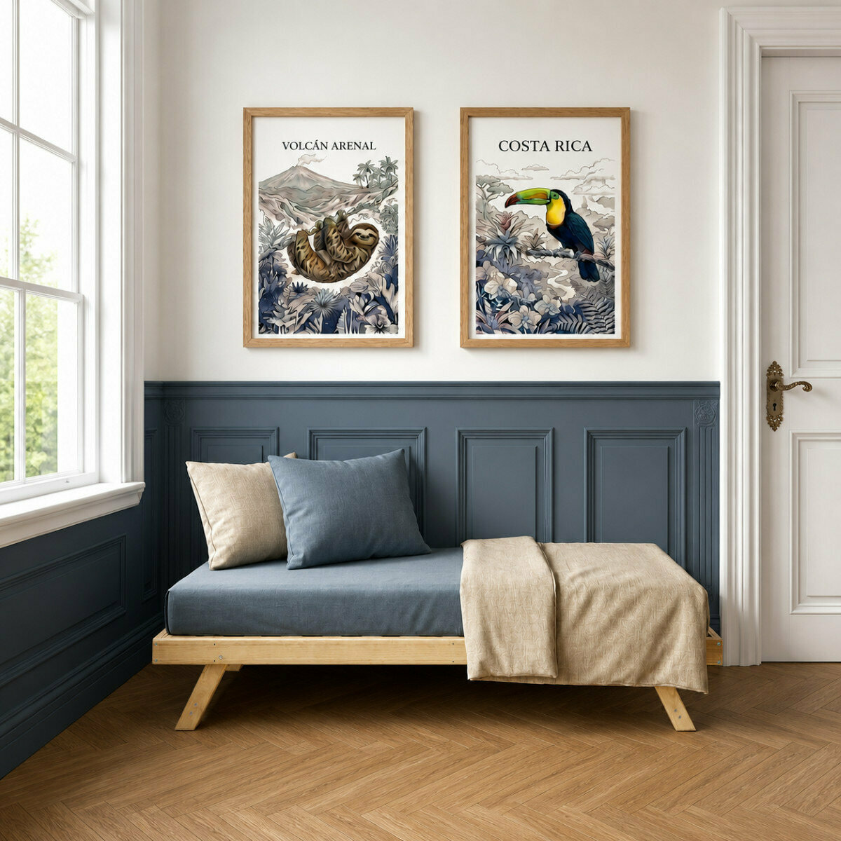 Pack sommier gigogne avec matelas Bois massif JONA bois naturel, AKITEN RETAIL