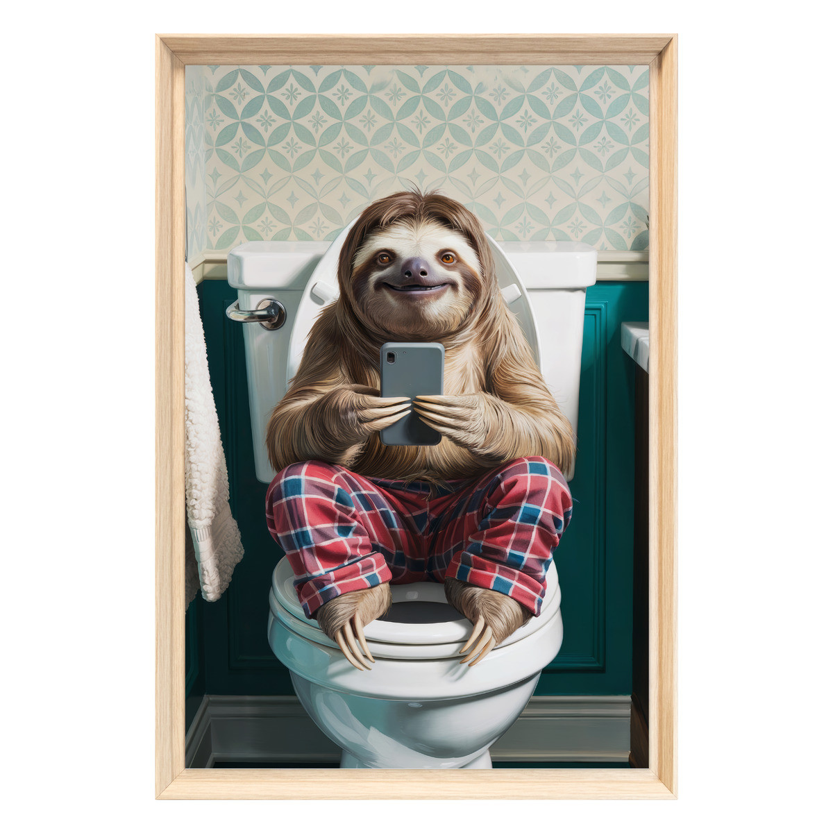 Tableau Mural Encadré Paresseux Aux Toilettes ANIMAUX HUMANISÉS tableaux encadrés, CEANOTHE