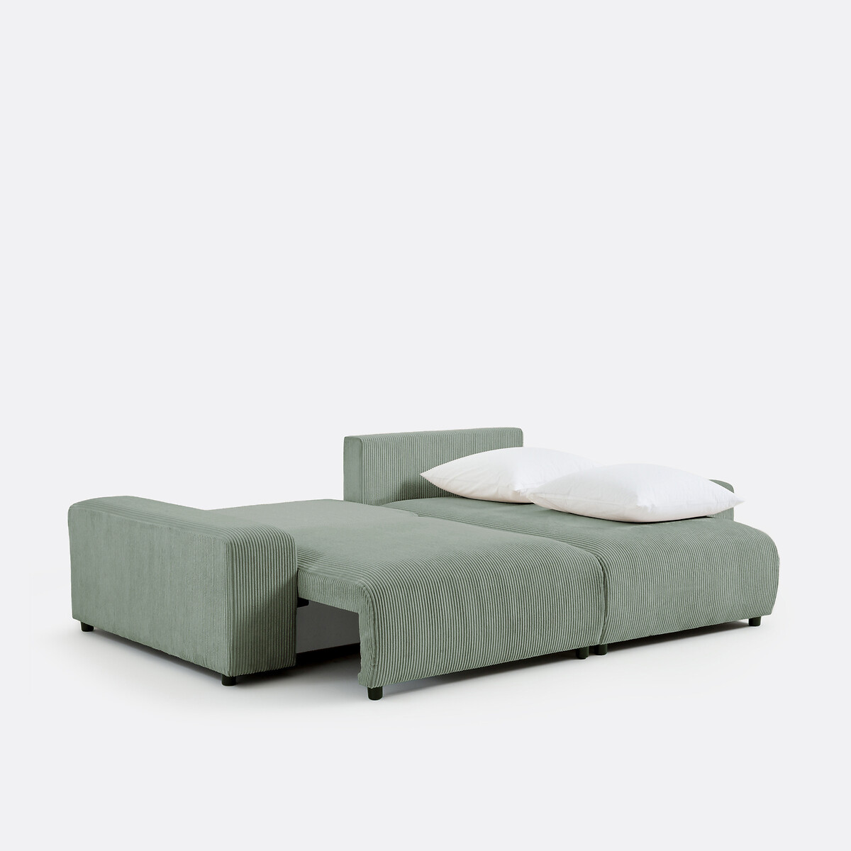 Canapé d'angle réversible convertible avec coffre velours moyennes côtes, LOMI céladon, LA REDOUTE INTERIEURS