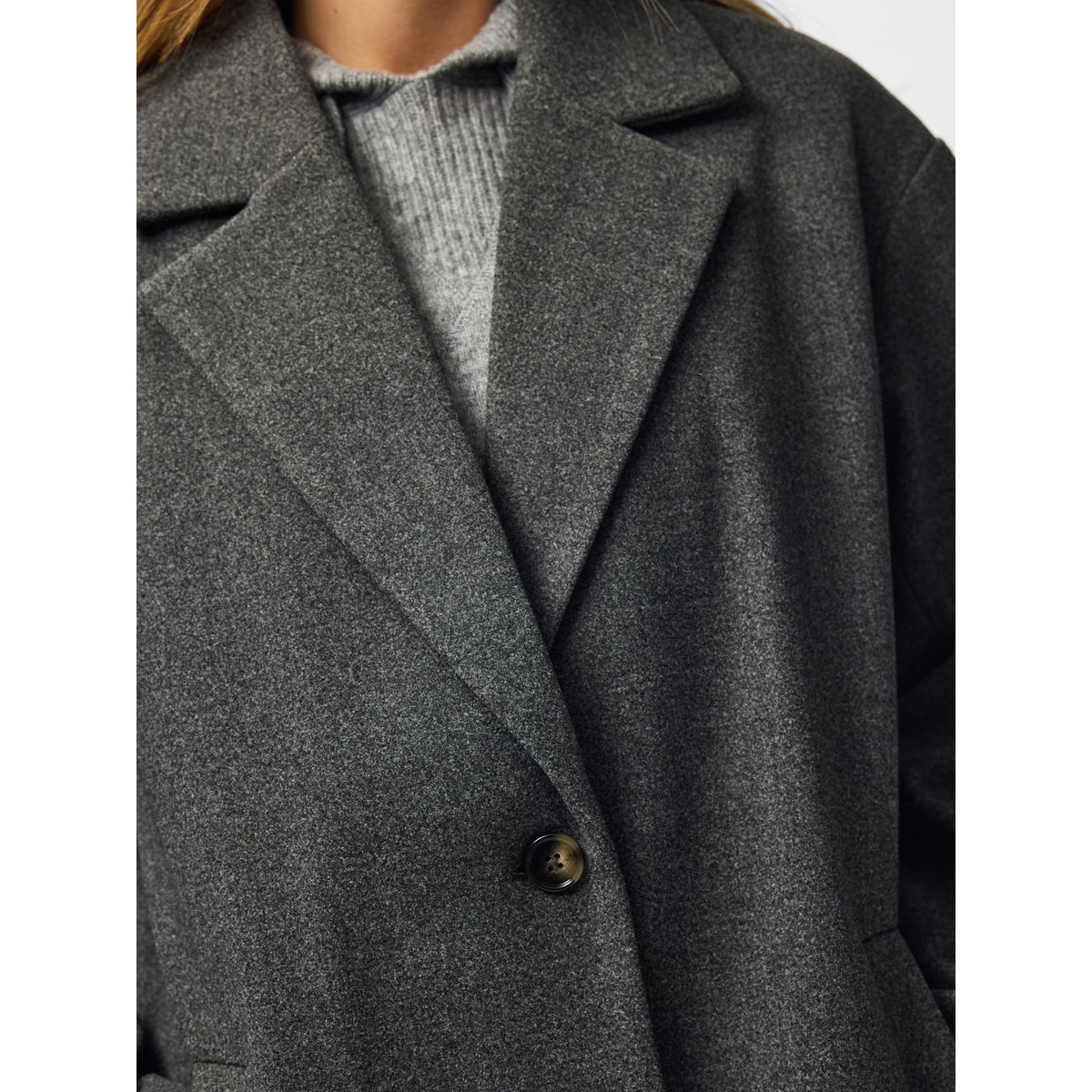 Manteau gris - dark grey melange1, PIECES