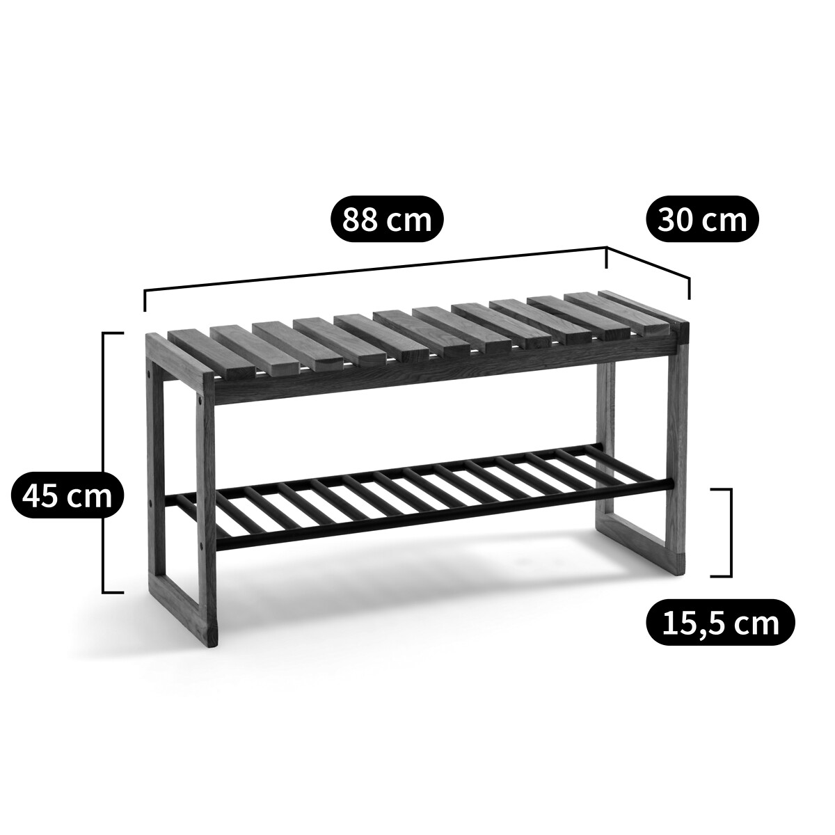 Banc chêne massif et métal fer, Kia bois/métal, LA REDOUTE INTERIEURS