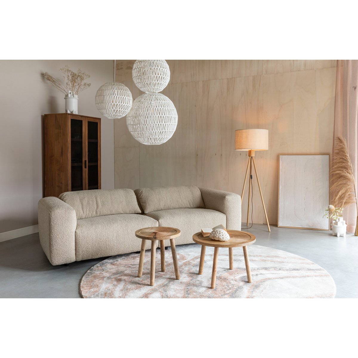 Tapis rond en tissu multicolore SOLAR gris, ZUIVER