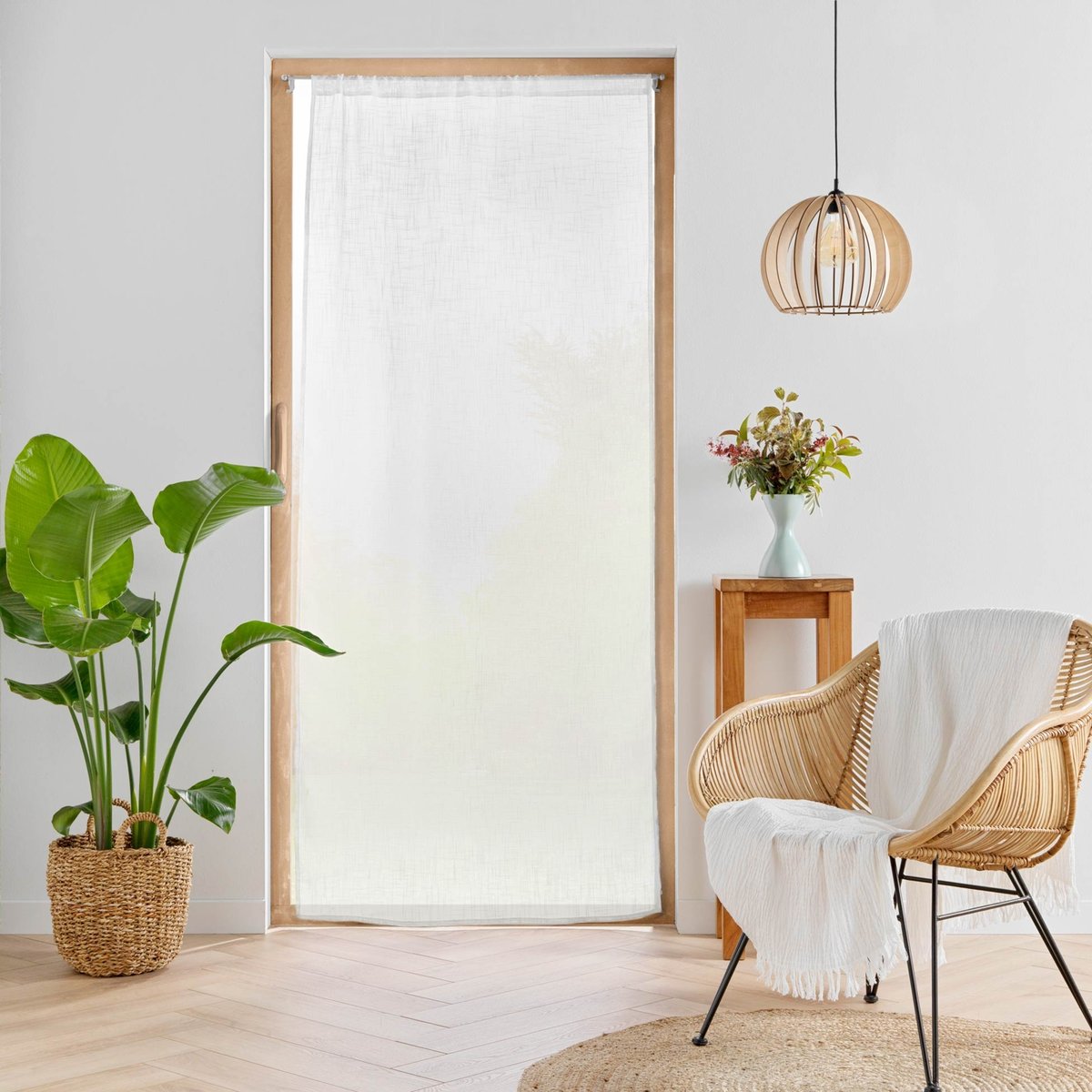 Voilage grande fenêtre - Effet lin tissé blanc, DOUCEUR D'INTÉRIEUR
