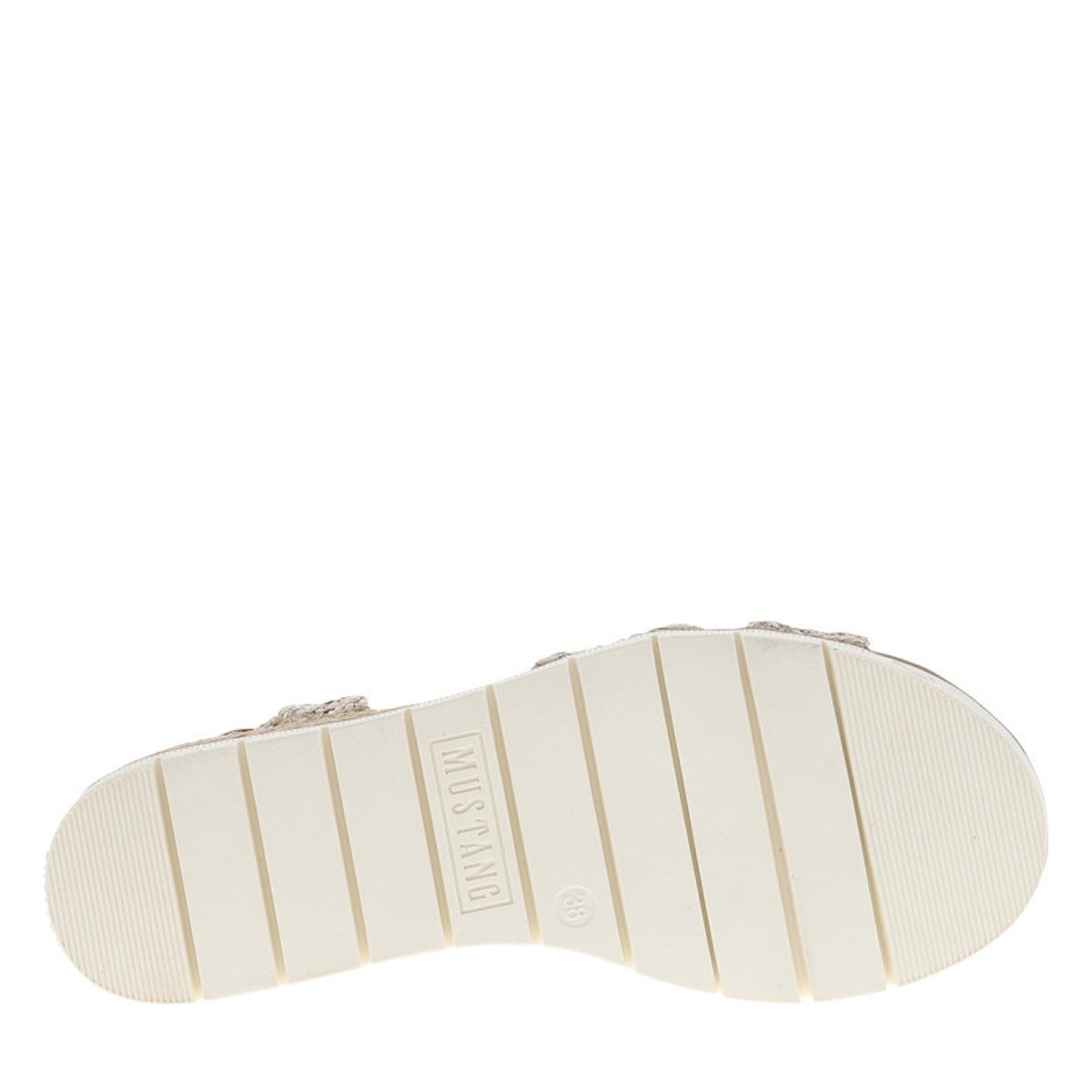 Sandales écrus avec un talon semi-compensée et une bandes élastiquées beige, MUSTANG