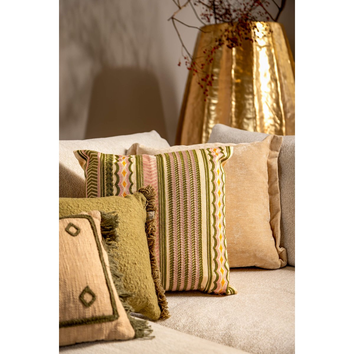 Coussin Ciro vert olive, DUTCH DECOR