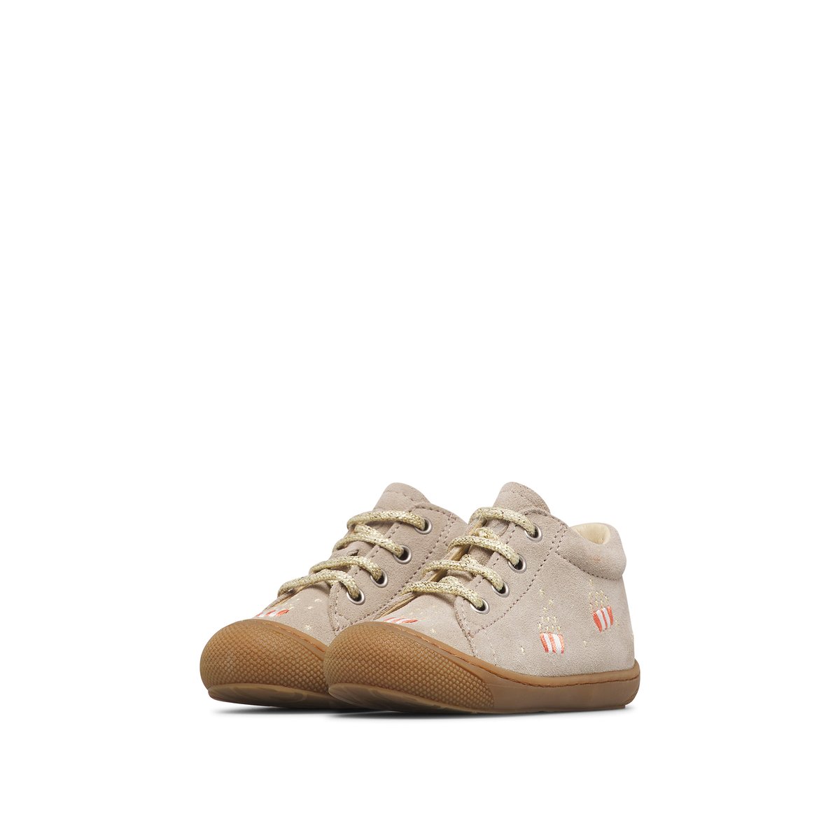 Chaussures premiers pas en suède COCOON EMBR.POPCORN beige-platine, NATURINO