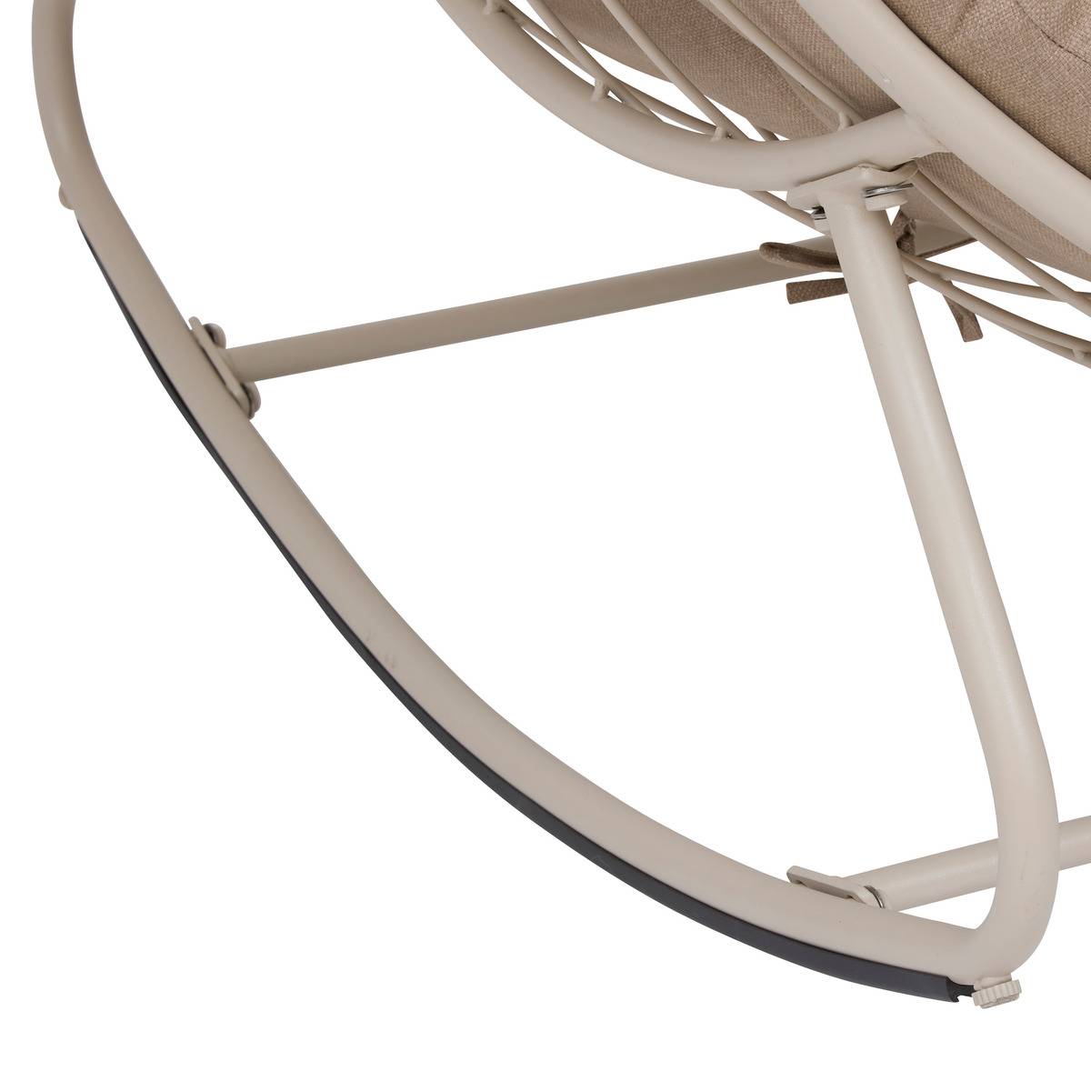 Fauteuil oeuf à bascule en acier coussin capitonné PAOPAO argile, HESPERIDE