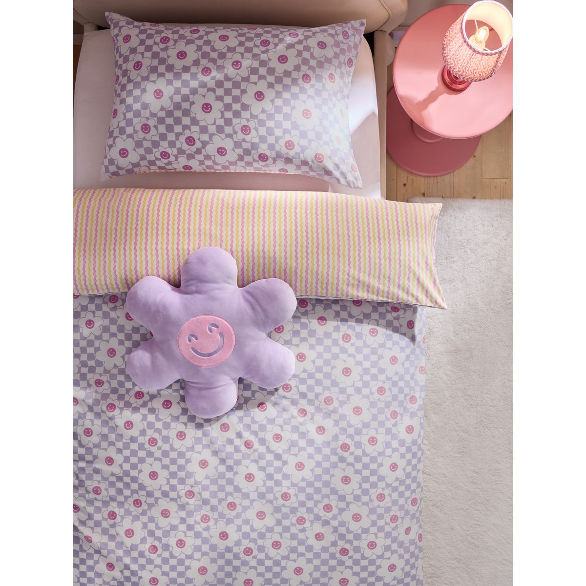 Parure housse de couette et taie d'oreiller damier de fleurs lilas, NEXT