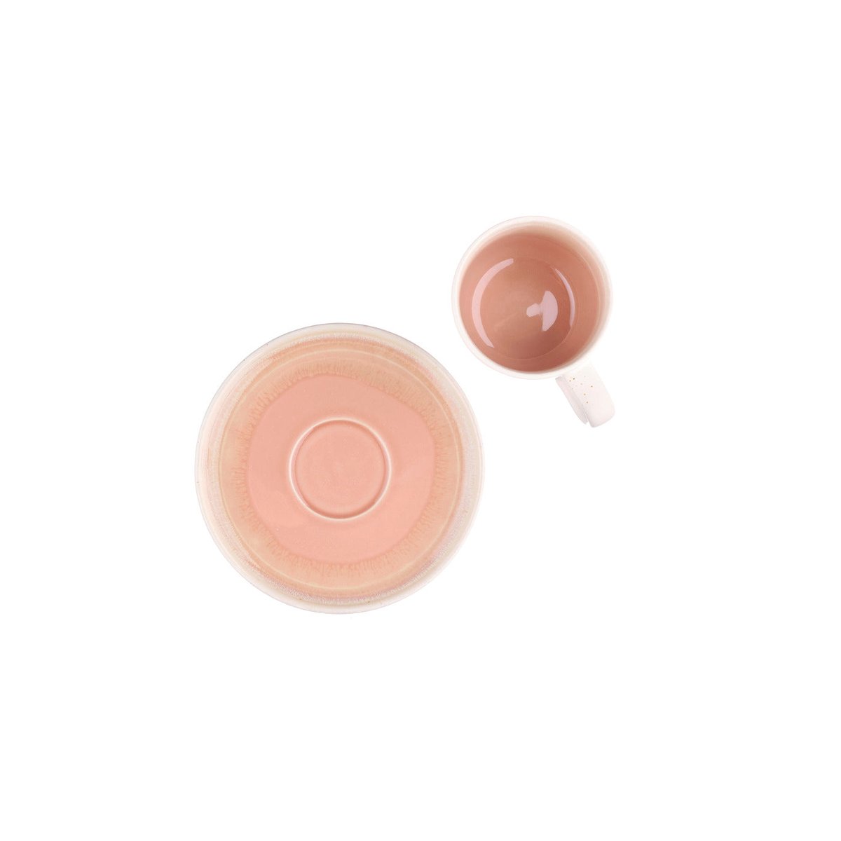 Lot de 6 tasses en grès, OXYGEN dégradé rose poudre et beige, BJORN