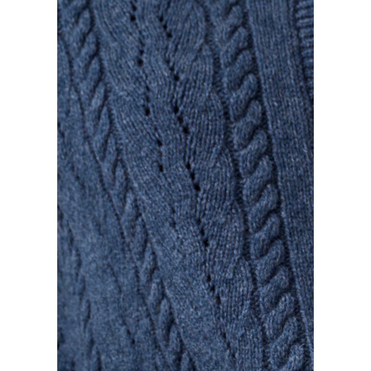 Gilet-veste torsadé 100% laine bleu chiné, DAMART